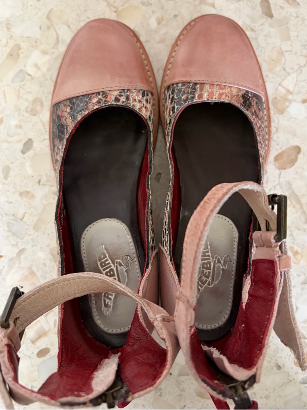 🔥Freebird Marilyn Ankle Strap in Blush Snakeskin - low heel - Picture 5 of 7